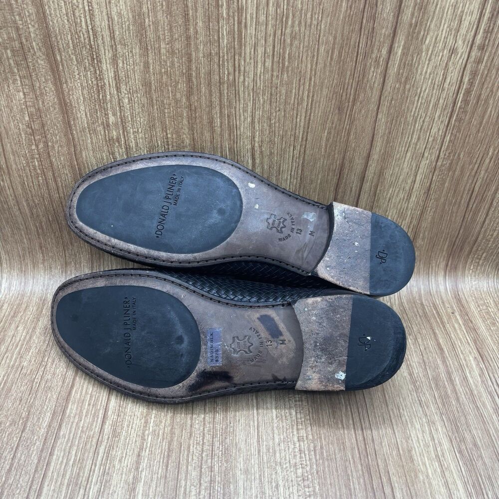 Donald‎ J Pliner Nadim Loafers Mens 13 M Black Woven Leather Bit Made in Italy - Picture 6 of 8